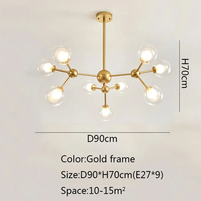 Lámpara de araña Sputnik posmoderna negra DecorBites™ para comedor y decoración del hogar