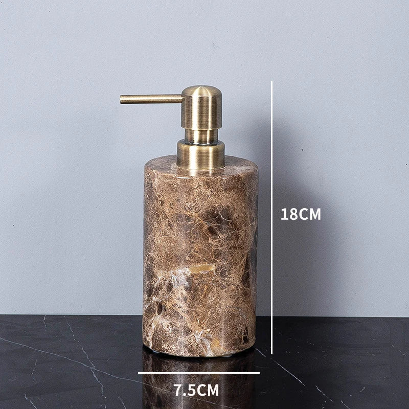 DecorBites™ Emperador Dark Marble Bathroom Set: Toothbrush Holder, Soap Dish, Soap Dispenser