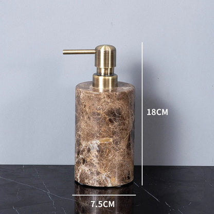 DecorBites™ Emperador Dark Marble Bathroom Set: Toothbrush Holder, Soap Dish, Soap Dispenser