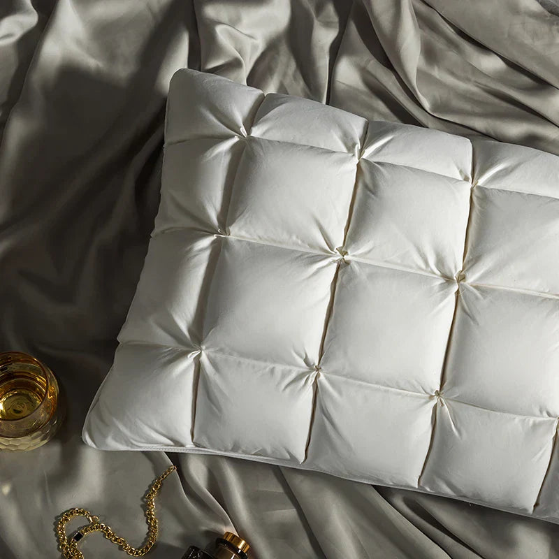 Decobites Luxury White Goose Down Orthopedic Pillow for a Fluffy, Cozy, and High-Quality Sleep