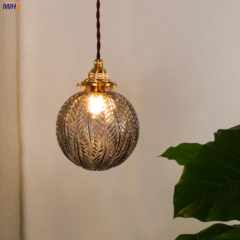 Luces colgantes de vidrio japonés Decorbites™: Decoración de cobre industrial vintage para dormitorio y sala de estar
