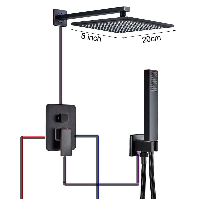 DecorBites™ Black Bronze Shower Faucet Set with Rainfall Mixer Tap & 2-ways Valve
