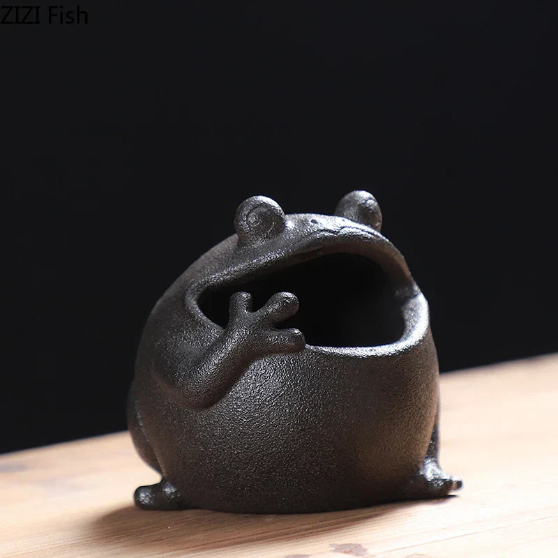 DecorBites™ Cute Big Belly Frog Cartoon Ceramic Ashtray Decor Gift for Boyfriend