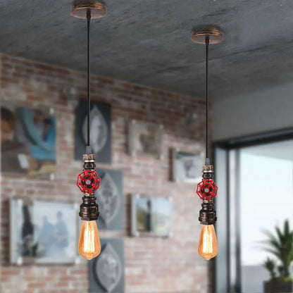 DecorBites™ Industrial Iron Water Pipe Pendant Light - Retro E27 LED Hanging Lamp