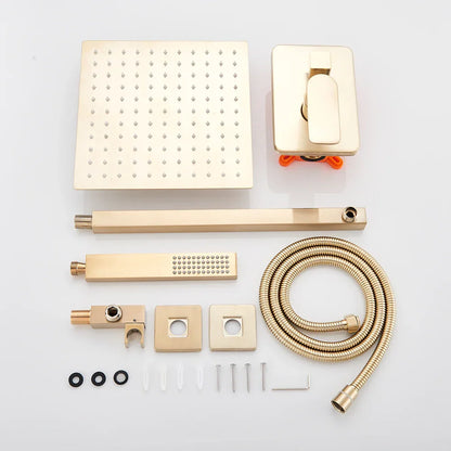 DecorBites™ Brushed Gold Rainfall Shower Set with Single Handle Wall Mounted Mixer