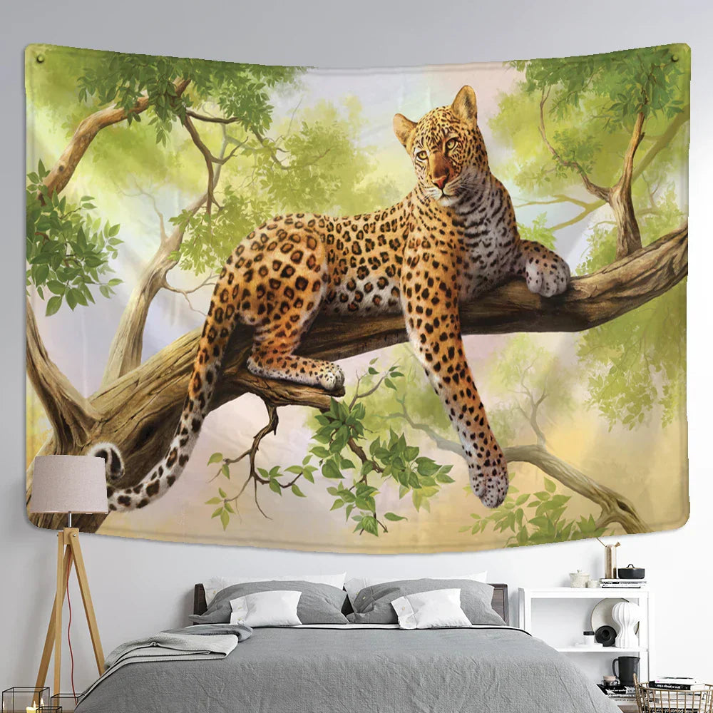 Decobites Tiger Tapestry Wall Art: Boho Chic Leopard Home Decor for Living Room