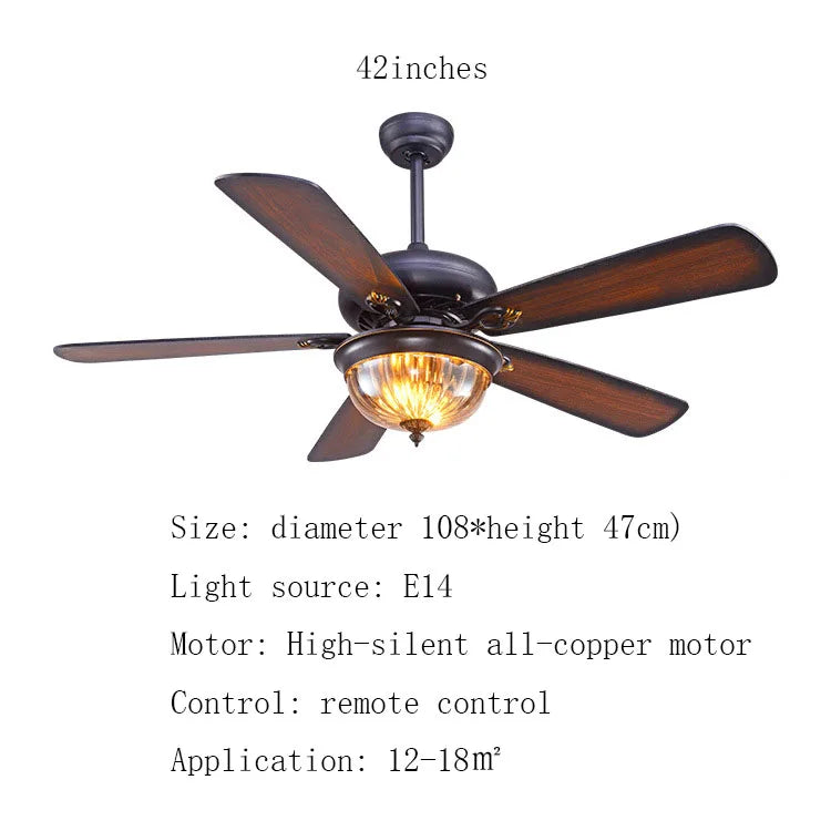 مروحة سقف تيفاني من ديكوربايتس™ مقاس 52 بوصة مع جهاز تحكم عن بعد وتصميم أوراق خشبية