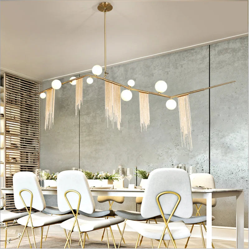 Chandelier de Burbujas Doradas Decorbites™ G9 LED con Borlas para Iluminación de Isla de Cocina