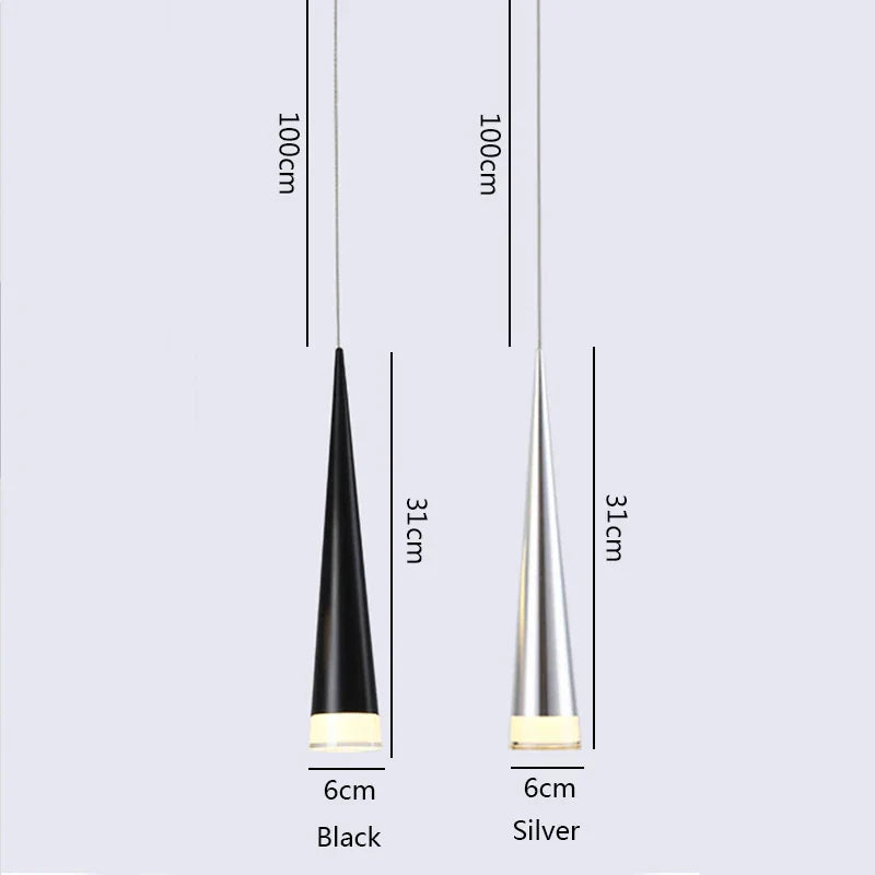 مصباح معلق LED من DecorBites™ بقوة 5 وات - أنبوب ألومنيوم فضي/أسود لجزيرة المطبخ