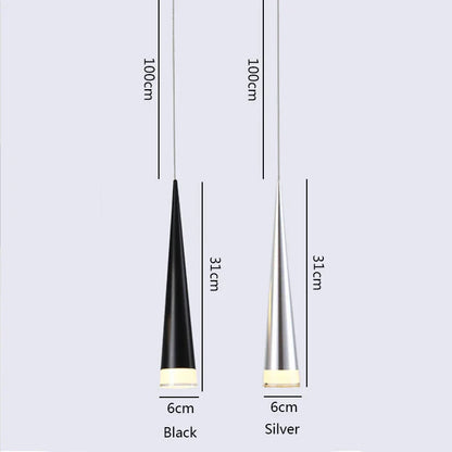 مصباح معلق LED من DecorBites™ بقوة 5 وات - أنبوب ألومنيوم فضي/أسود لجزيرة المطبخ