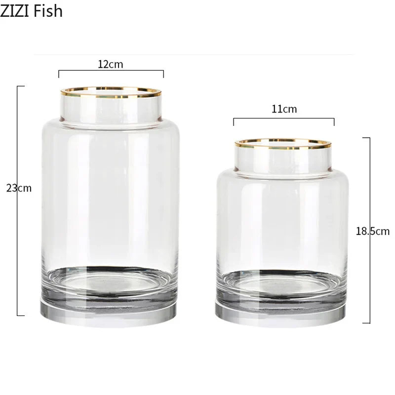 DecorBites™ Gold Glass Vase Hydroponic Plant Flowers Living Room Dining Table Decor