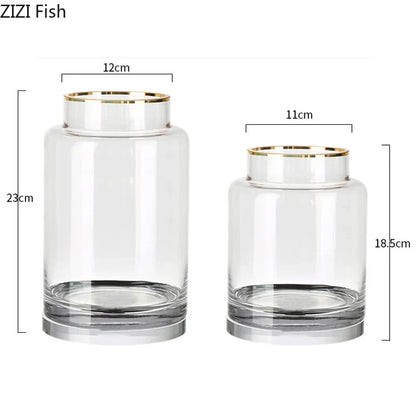 DecorBites™ Gold Glass Vase Hydroponic Plant Flowers Living Room Dining Table Decor