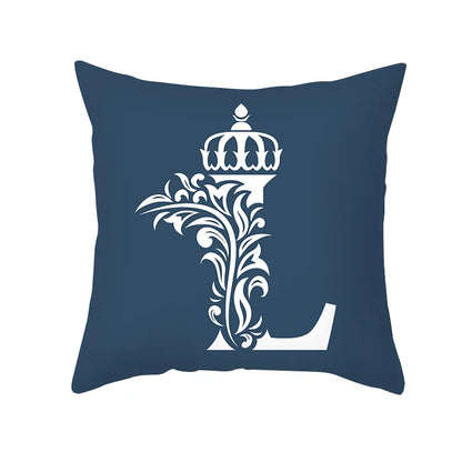 DecorBites™ Blue Letter Pillowcase Solid Color Fleece Sofa Cushion, 45x45CM