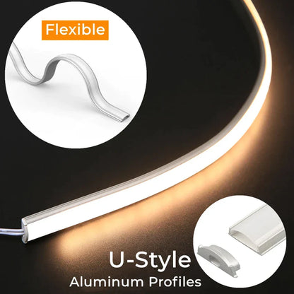 DecorBites™ 0.5m/1m Flexible U Aluminum Profiles for LED Strip Lights