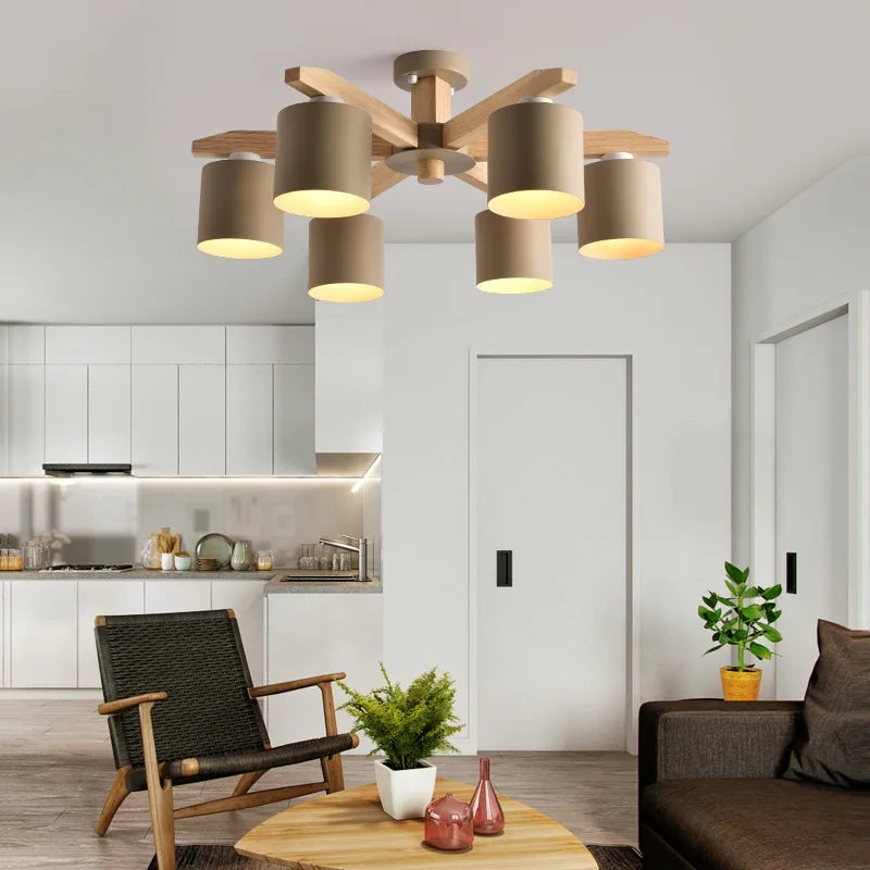 DecorBites™ Iron & Wood Chandelier: Kids Room & Kitchen Island Lighting Fixtures