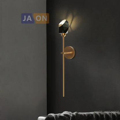 DecorBites™ Crystal LED Wall Sconce for Bedroom Corridor - Designer Black Gold Wall Light