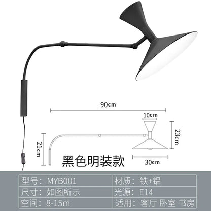 DecorBites™ Industrial Retro Swing Arm Wall Light for Living Room Bedroom Studio