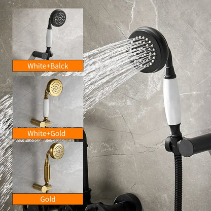 DecorBites™ Black & White Bath Shower Set with Dual Control Wall Mount