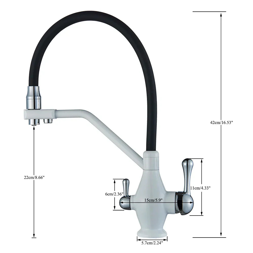 DecorBites™ Gun Gray Kitchen Faucet Drinking Pure Water Tap Hot Cold Dual Handle