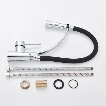 DecorBites™ Black Hose Kitchen Faucet with Single Handle and Pull Down Sprayer