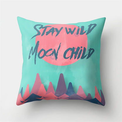 Funda de almohada DecorBites™ con hojas tropicales verdes y diseño de bosque - Decoración natural de olas del océano y montañas