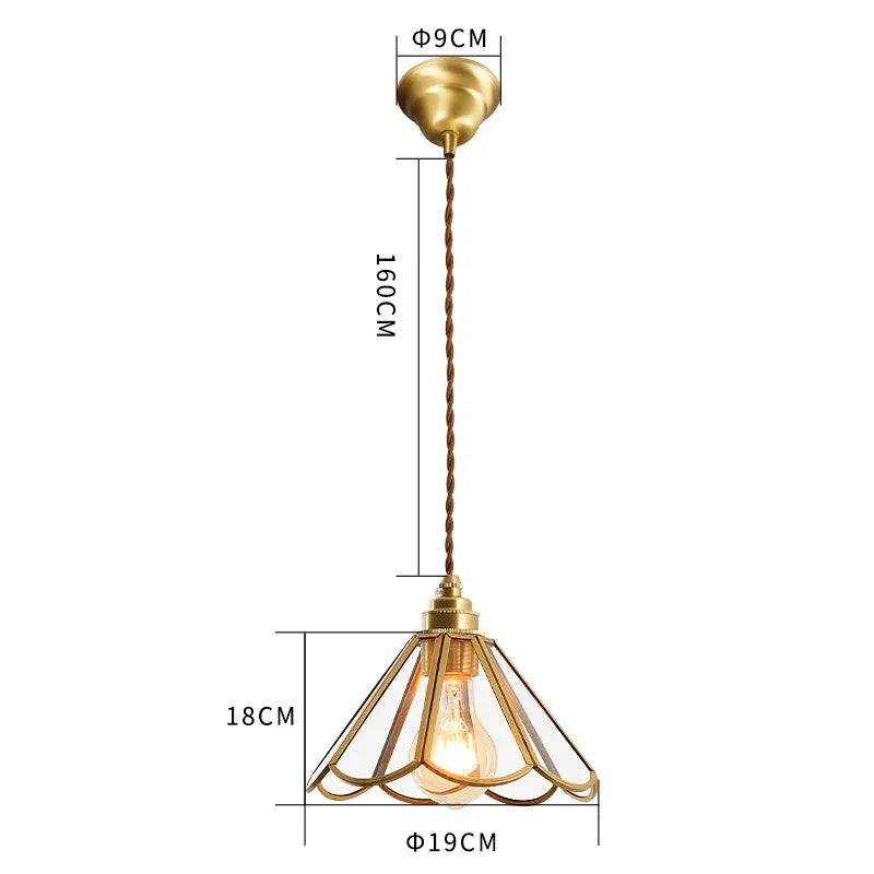 DecorBites™ Japanese Vintage Glass Copper LED Pendant Lamp for Bedroom, Bar, Cafe