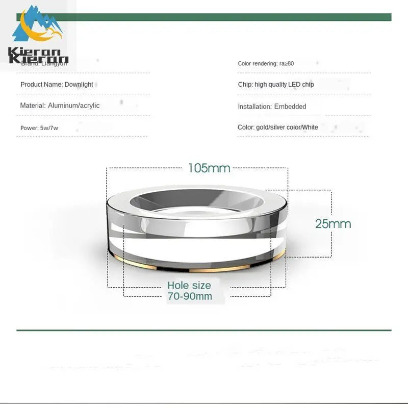 Foco de techo LED de cristal DecorBites™ para sala de estar, dormitorio, baño - Luminarias de cocina empotradas modernas