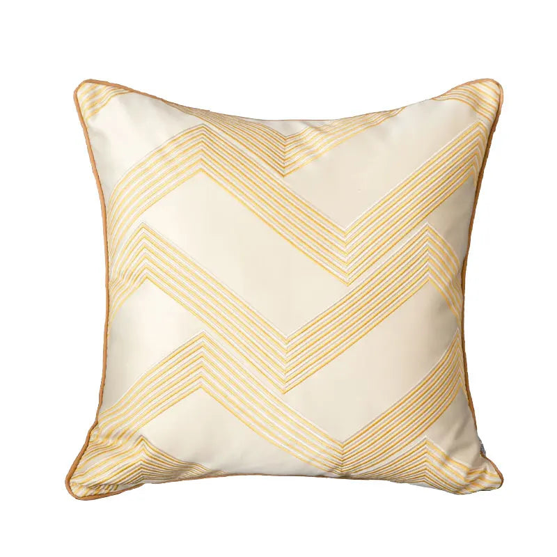 Decorbites™ Cubierta de Almohada Lumbar Bordada en Terciopelo con Corte Geométrico Dorado Estilo Chic 35x50cm