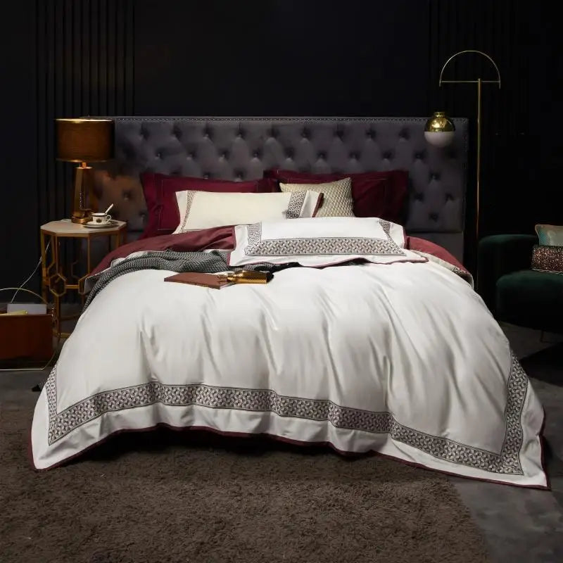 Juego de Ropa de Cama de Algodón Egipcio Luxe™ Decorbites: Cubrecama, Sábana, 2 Fundas para Almohadas