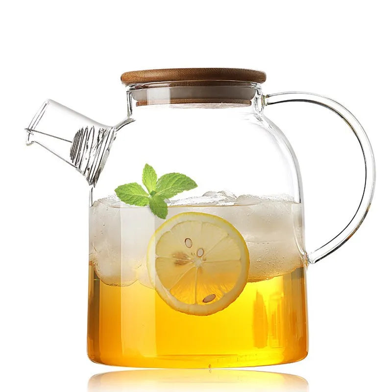 DecorBites™ Glass Teapot Cold Water Jug Large Capacity-Transparent Tea Pot Juice Container