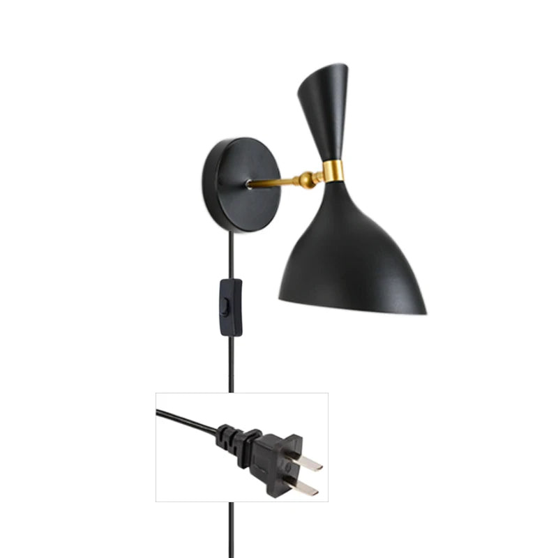 مصابيح حائط نورديك باللونين الأسود والأبيض من DecorBites™ مع مفتاح، إضاءة ديكورية صناعية حديثة لغرفة المعيشة