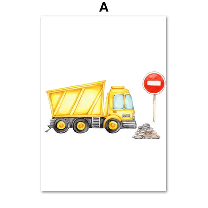 DecorBites™ "Adventures in Motion" Canvas Print - Nordic Cartoon Transportation