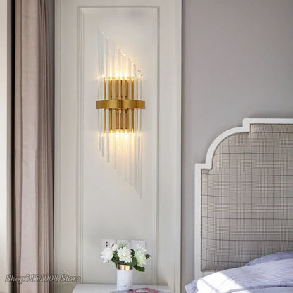 DecorBites™ Crystal Golden Wall Lamp: Luxury American Country Light for Home, Hotel, and Office