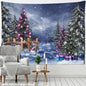 Decobites Christmas Tree Snowman Tapestry - Natural Snow Scene Oil Painting Hippie Decor