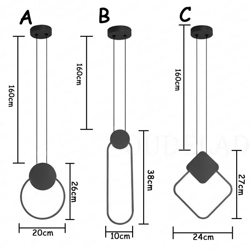 DecorBites™ Black Ring Pendant Lamp | Dimmable LED Ceiling Hanging Light for Bedroom Decor