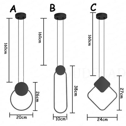 DecorBites™ Black Ring Pendant Lamp | Dimmable LED Ceiling Hanging Light for Bedroom Decor