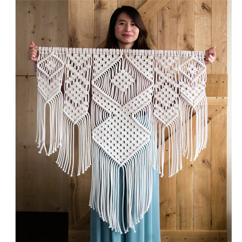 Decorbites™ Gran Tapiz de Macramé Tejido a Mano con Borlas