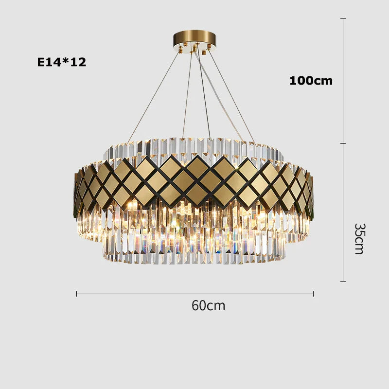 Chandelier de estilo Art Deco de cristal transparente con LED Gold™ Decorbites para el vestíbulo
