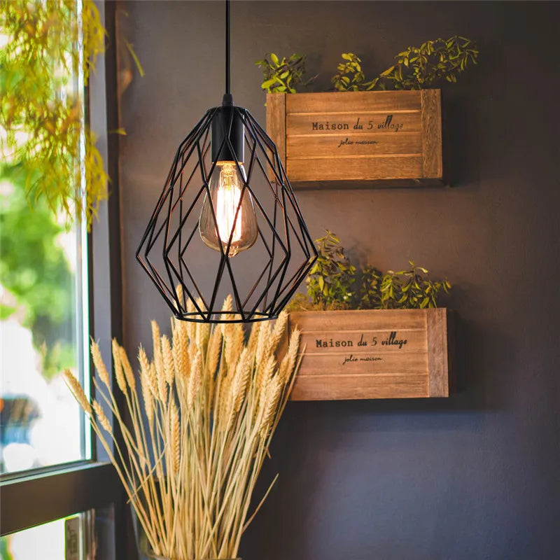 Lámpara colgante de jaula de metal de hierro Decorbites™ luz de techo industrial vintage