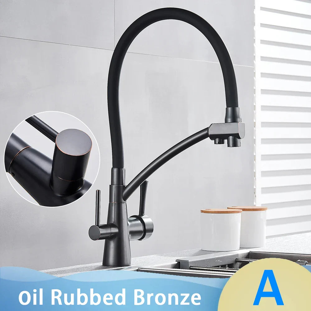 DecorBites™ Black 2-in-1 Pull Down Kitchen Faucet with Filtered Water