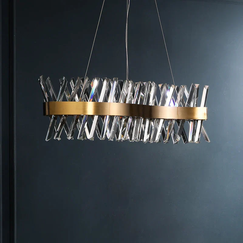 Lámpara de araña LED de cristal dorado Decorbites™ para comedor
