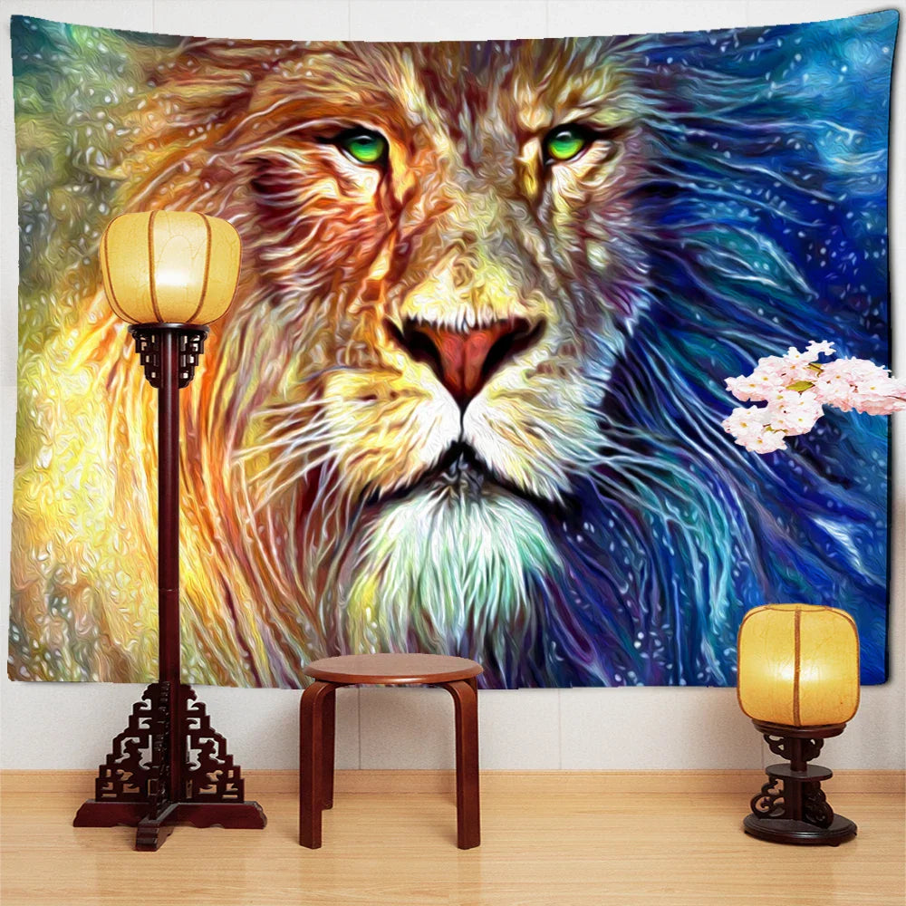 Colorful Lion Tapestry Wall Hanging Bohemian Style Hippie Decobites Home Decor