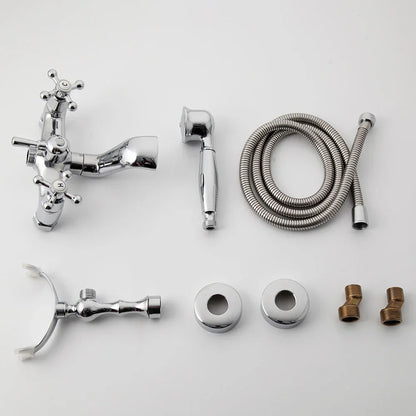 DecorBites™ Brass Bathroom Faucet Set with Hand Shower - Wall Mounted Chrome Water Mixer