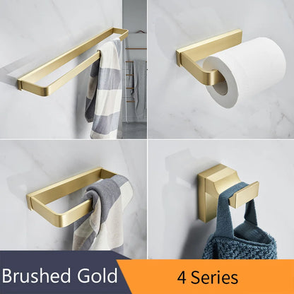 DecorBites™ Gold Bath Hardware Set: Towel Ring, Toilet Brush Holder - WF-552200