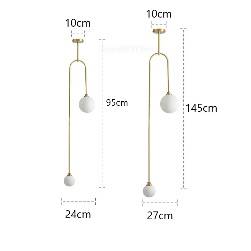 DecorBites™ Glass Ball Pendant Lights with U-Shaped Metal Rod - Nordic Modern Design