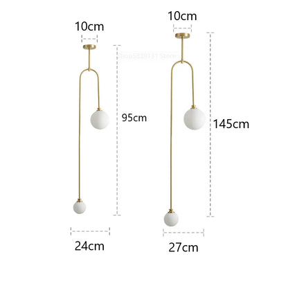 DecorBites™ Glass Ball Pendant Lights with U-Shaped Metal Rod - Nordic Modern Design
