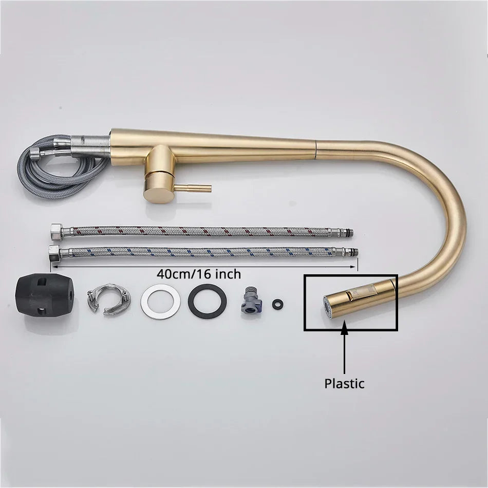 DecorBites™ Gold Swivel Kitchen Faucet with Pull Down Sprayer