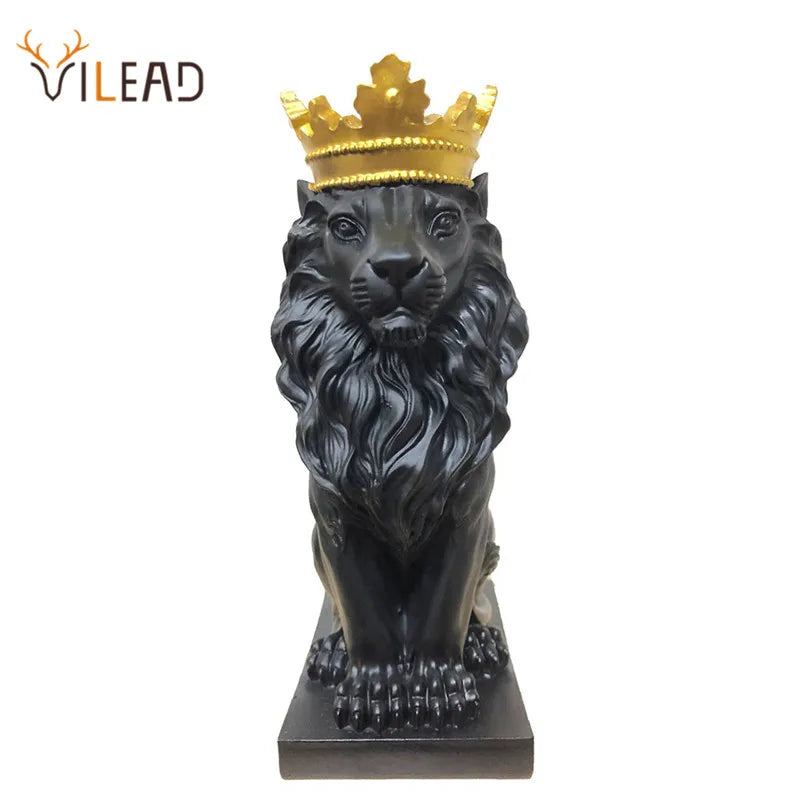 DecorBites™ Golden Crown Lion King Statue 17cm Height Nordic Handicraft Home Office Decor
