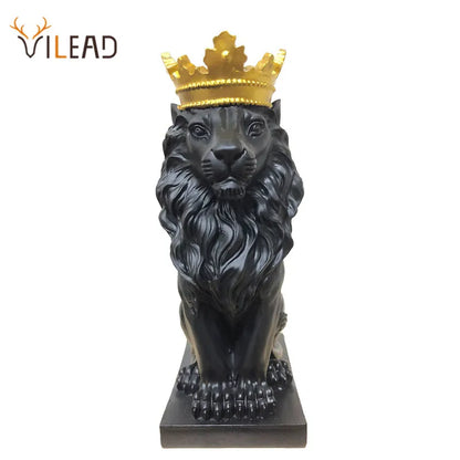 DecorBites™ Golden Crown Lion King Statue 17cm Height Nordic Handicraft Home Office Decor