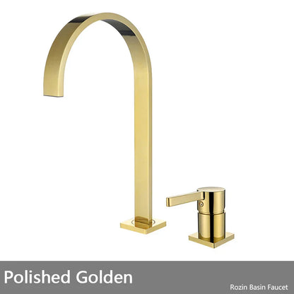 DecorBites™ Brushed Gold Basin Faucet Single Handle Widespread Bathroom Sink Mixer Tap